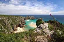 Porthcurno Beach form the South West Coast Path